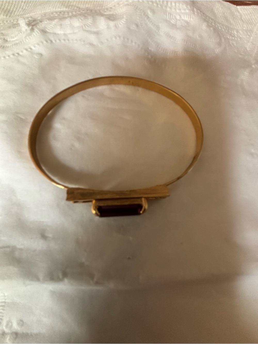 Avon Gold Bangle Bracelet with Rectangular amethyst Accent
